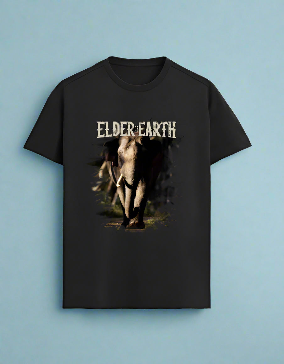Tusker Elephant T-Shirt in Black – Arvind Karthik Edition | Elders of Earth