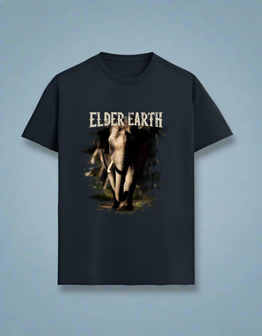 Tusker Elephant T-Shirt in Navy Blue – Arvind Karthik Edition | Elders of Earth