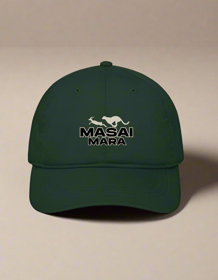 Green cap with 'Masai Mara' logo on a white background