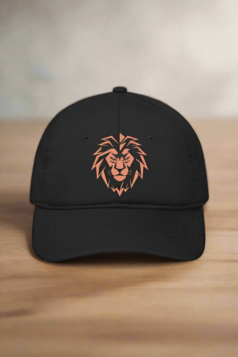 TuckTribeBlack Tribal Lion Embroidered CapBaseball Cap