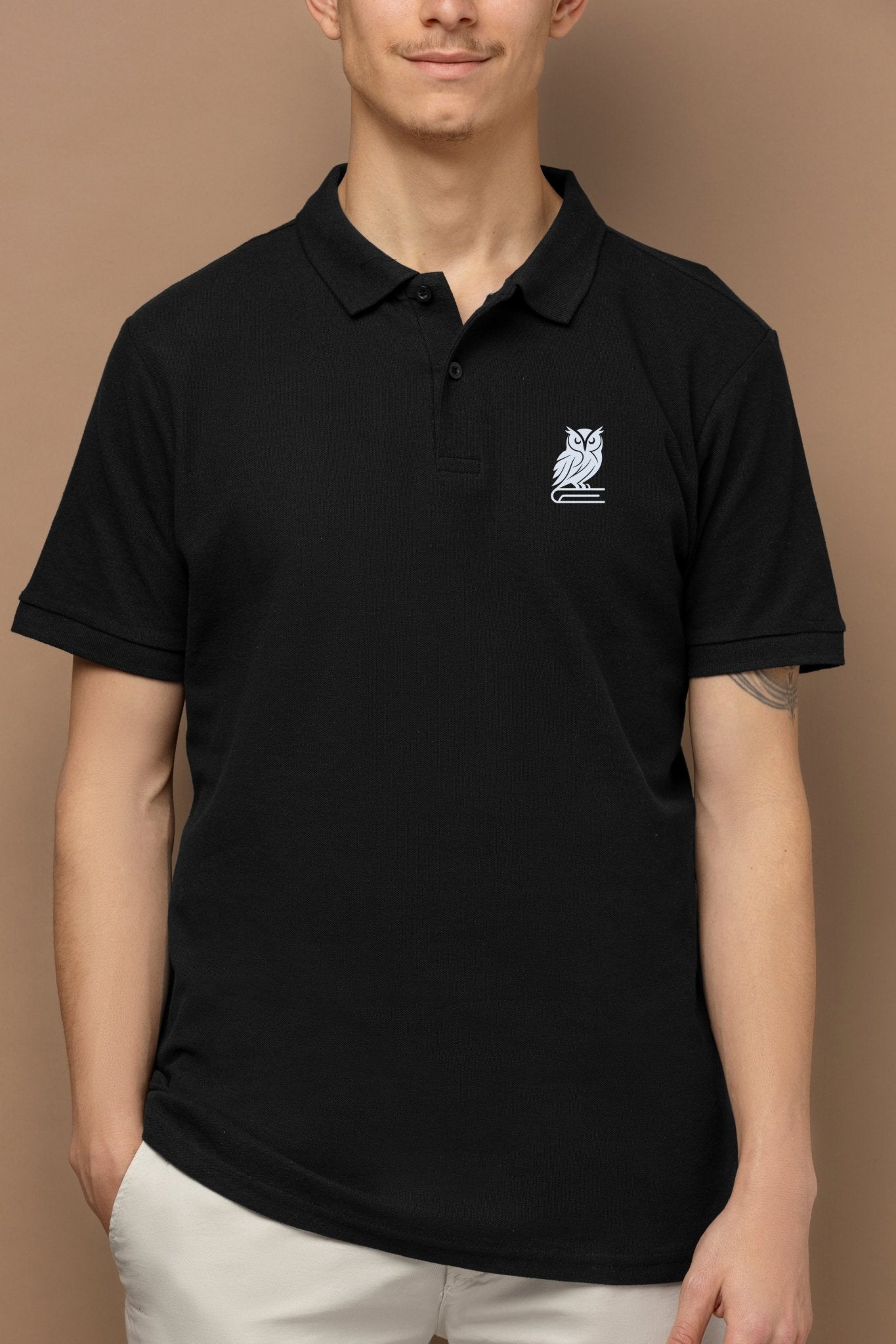 TuckTribeBreathable Owl Embroidered PoloMens Polo T-Shirt