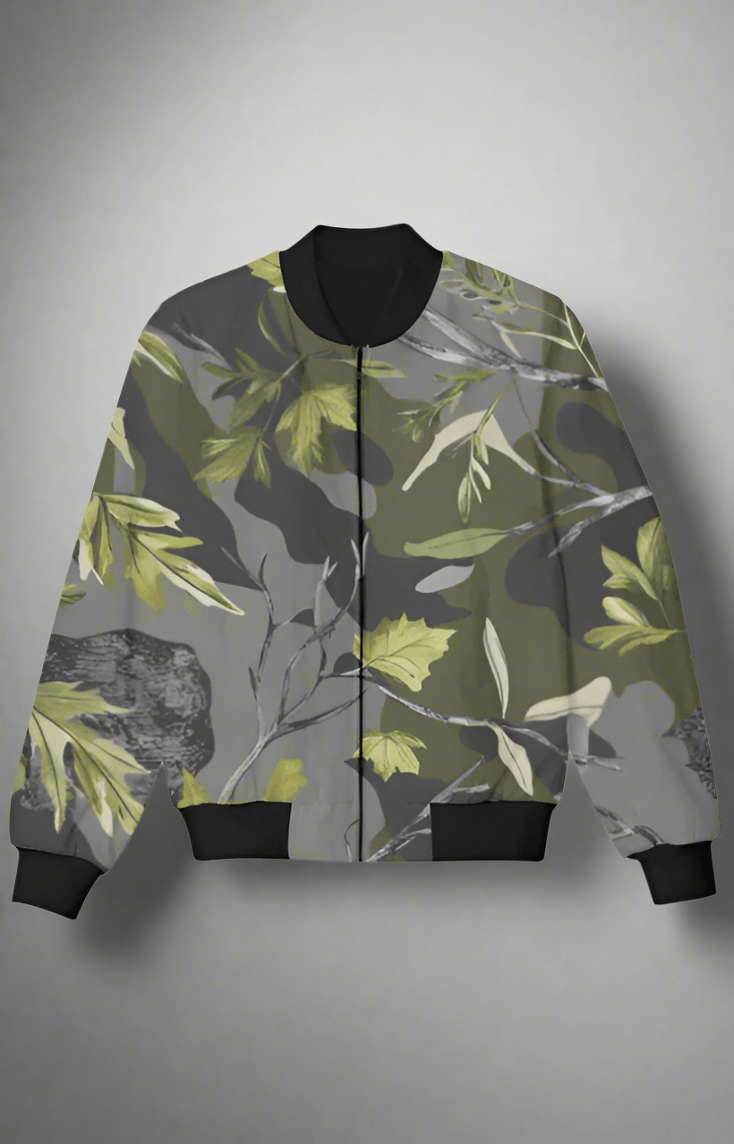 TuckTribeKids Bomber Jacket with Forest Floor Camouflage DesignKids Bomber Jacket