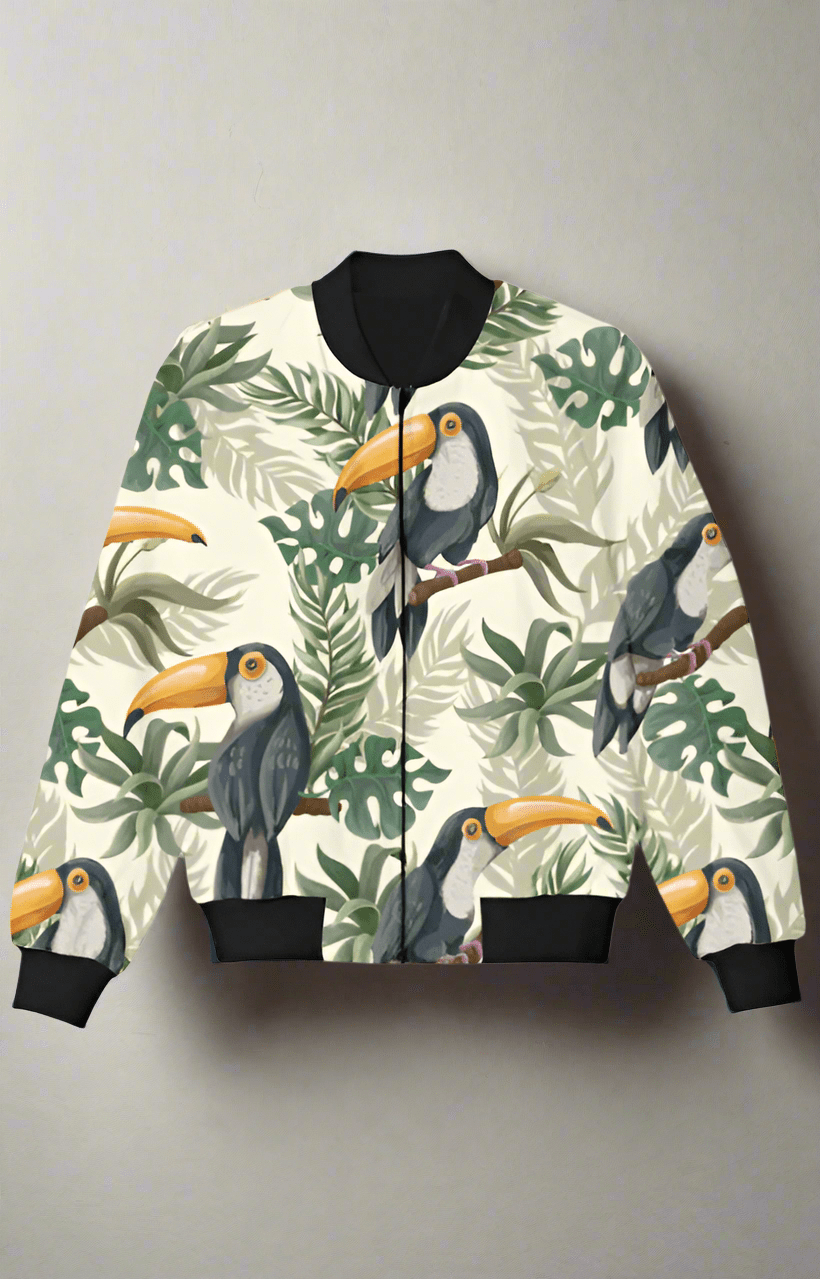 TuckTribeKids Bomber Jacket with Toucan Bird PrintsKids Bomber Jacket