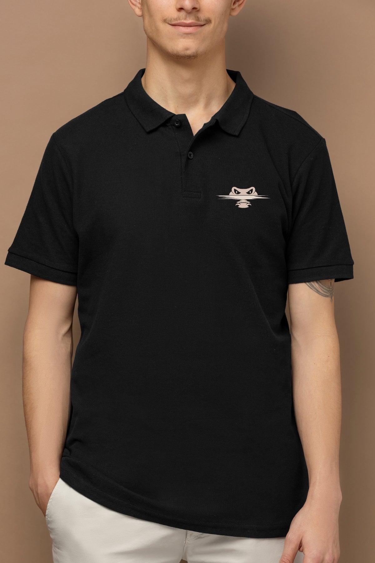 TuckTribePremium Men's Polo T-Shirt with Embroidered Stalking Crocodile Design – Classic Fit, Soft Cotton, Stylish & DurableMens Polo T-Shirt