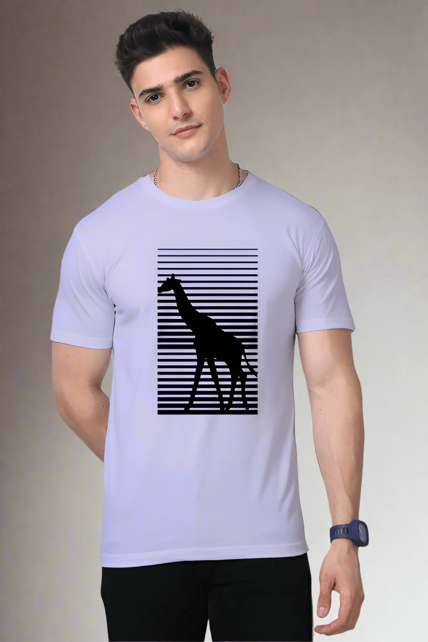 TuckTribeStylish Black & White Giraffe T-Shirt β Artistic Wildlife Print Tee