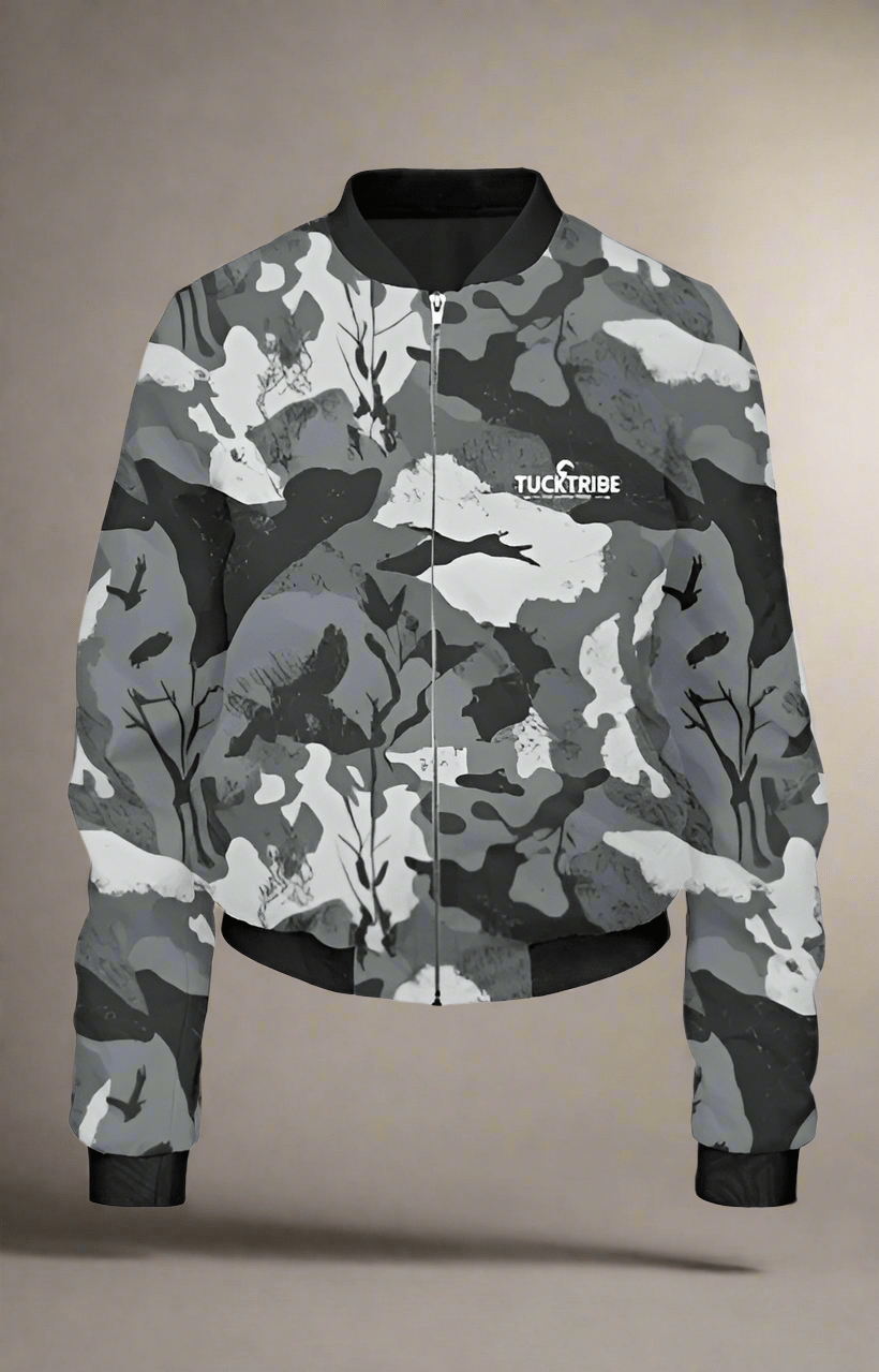 TuckTribeStylish Women's Grey Camouflage Bomber JacketWomen’s Bomber Jacket