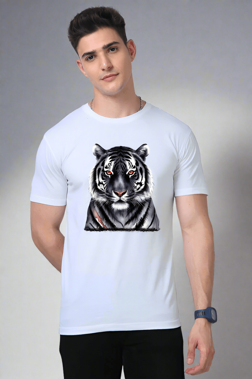 TuckTribeTuckTribe Tiger Gaze T-Shirt - Premium Cotton Tee with Fierce Tiger Print for Bold StylePremium T-Shirt
