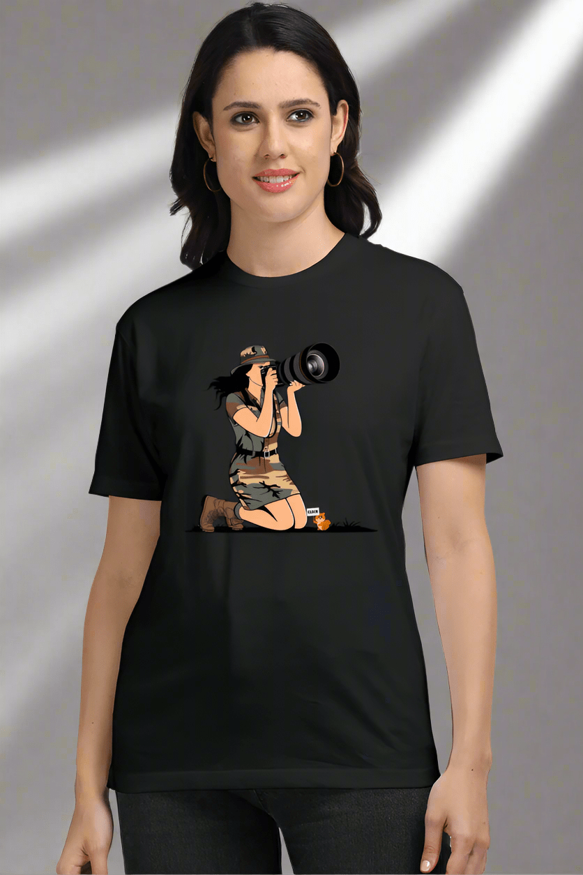 TuckTribeWomen’s Photographer T-Shirt - Stylish Graphic Tee for Women by TuckTribe | Artistic & Trendy FashionSUPIMA