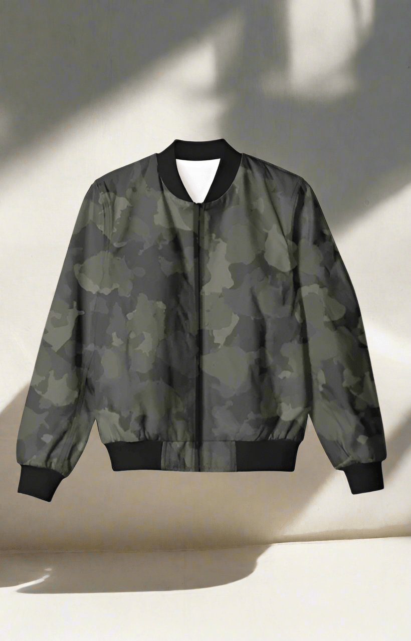 TuckTribeGREEN CAMOUFLAGE BOMBER JACKETAOP Bomber Jacket