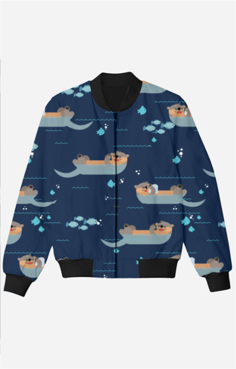 Cute Otter Print Kids Bomber Jacket