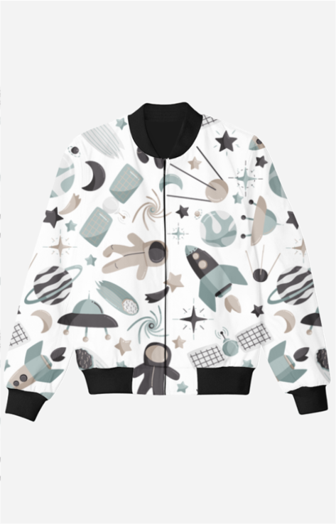 Kids Bomber Jacket with Cute Space Illustration