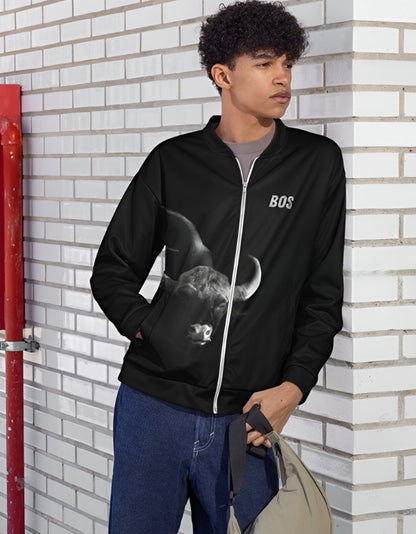 Gaur portrait bomber jacket – Forest Titan edition by Arvind Ramamurthy for Tucktribe.