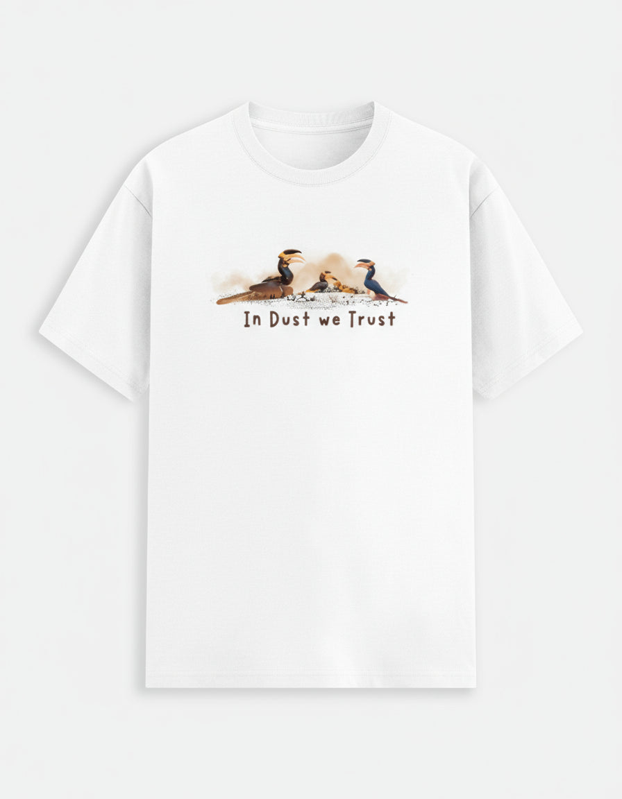 Hornbill artwork White T-shirt – Arvind Ramamurthy Wildlife Collection