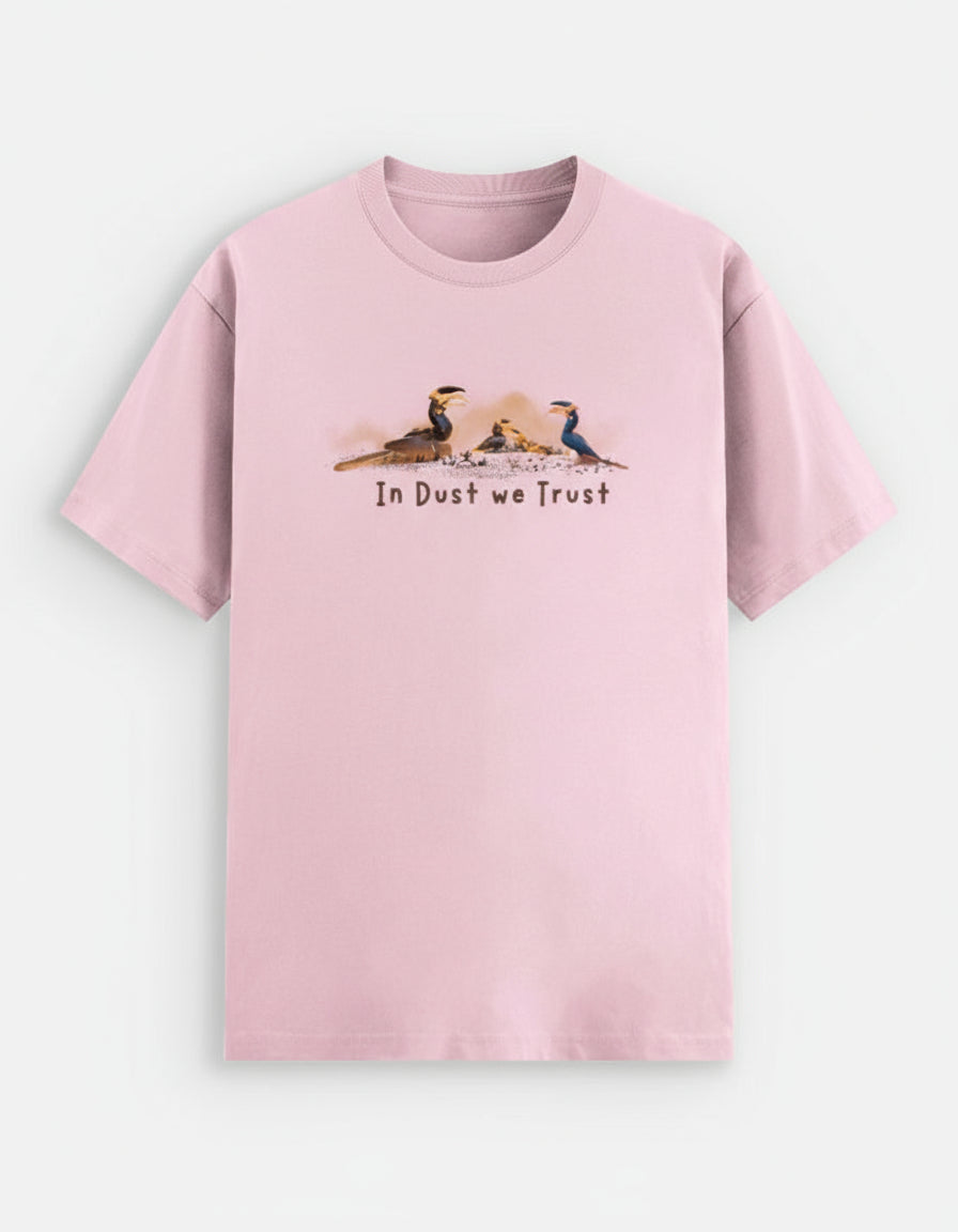 Hornbill artwork pink T-shirt – Arvind Ramamurthy Wildlife Collection