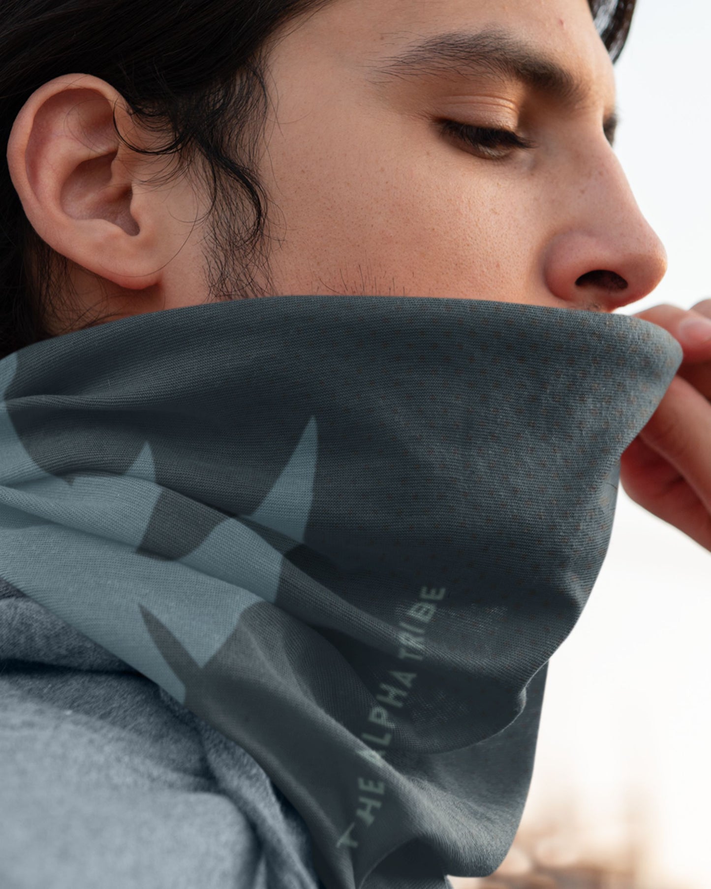 Man wearing a tucktribe ironhide rhino neck gaiter