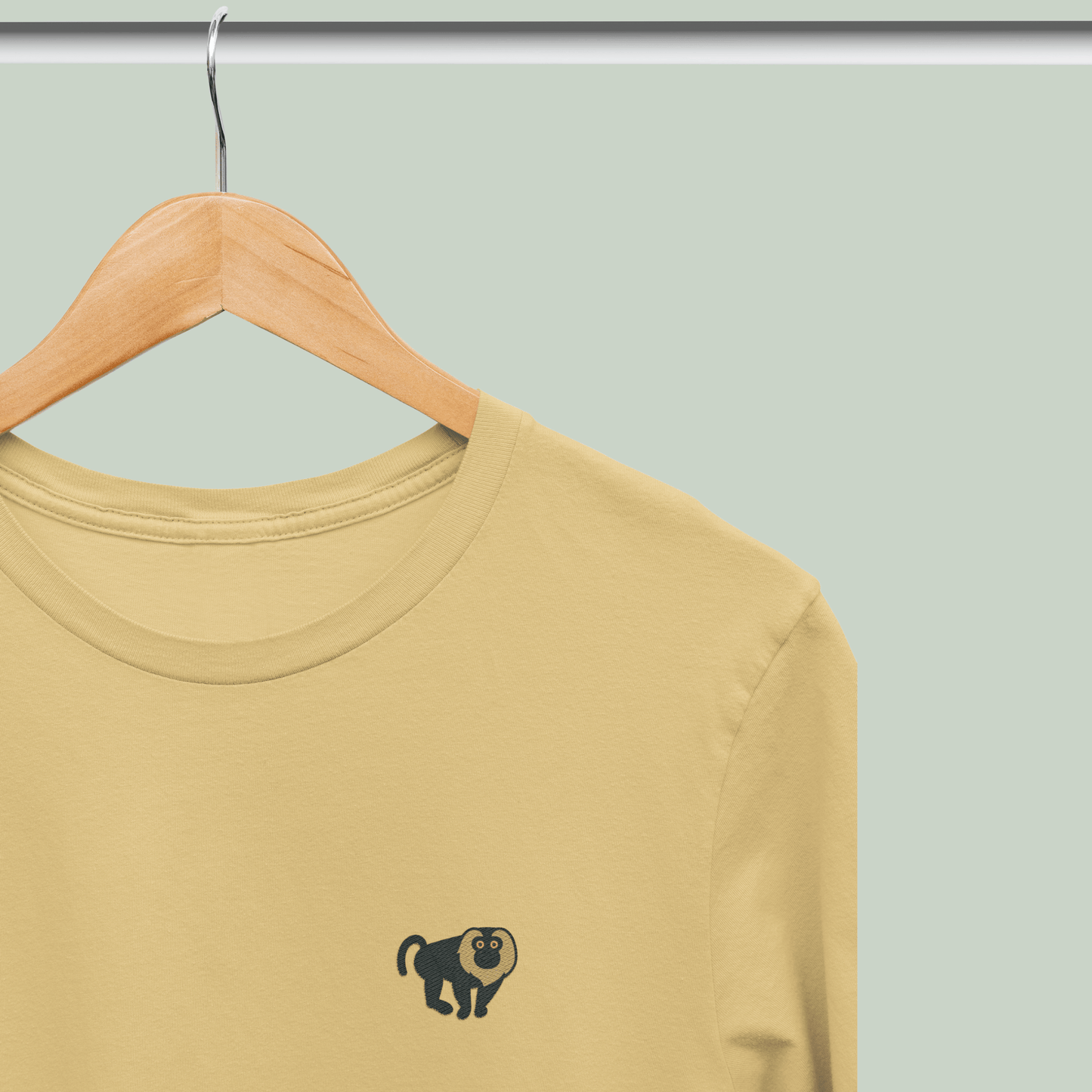 Lion tailed macaque embroidered wildlife t shirt in Beige by Tucktribe