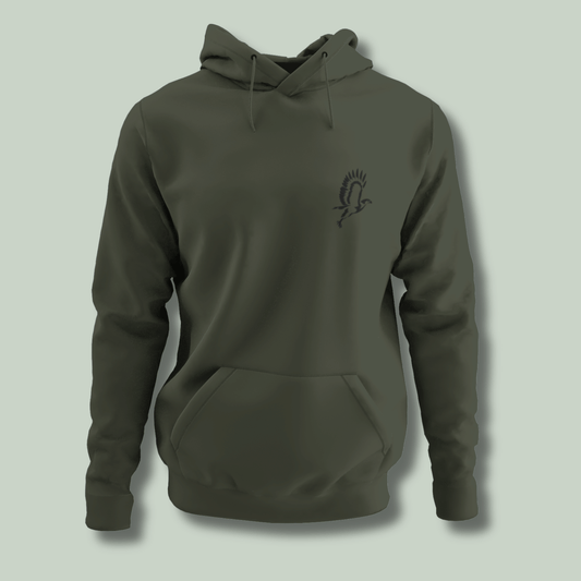 Minimal embroidered osprey silhouette on premium unisex hoodie