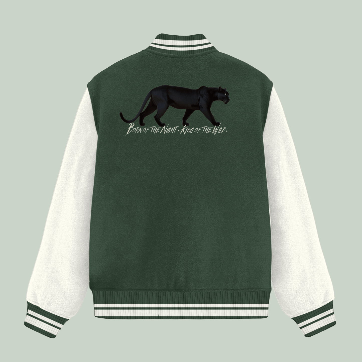 Green colour varsity backview with panther graphics