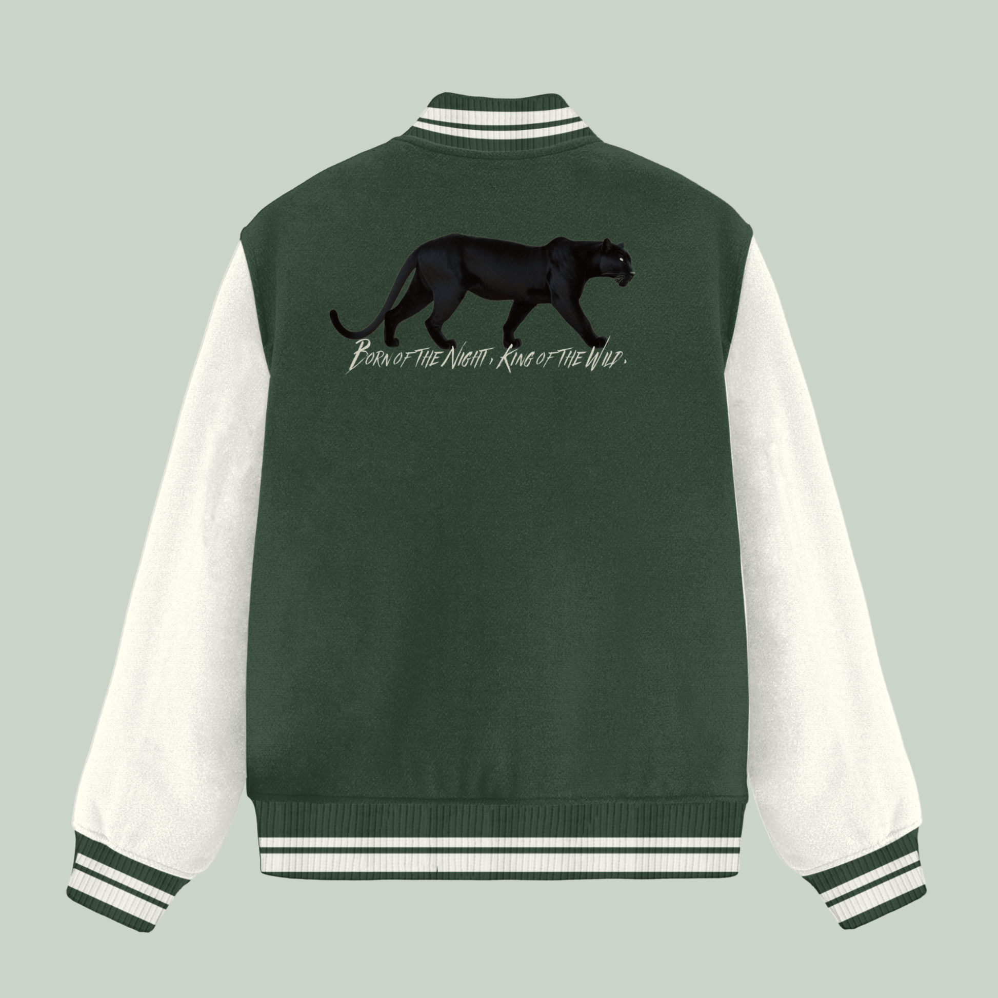 Green colour varsity backview with panther graphics