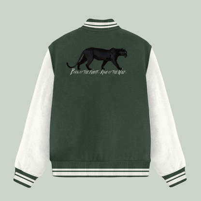 Green colour varsity backview with panther graphics