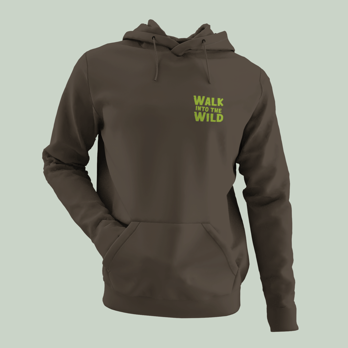 Olive Walk Into The Wild unisex black hoodie front print