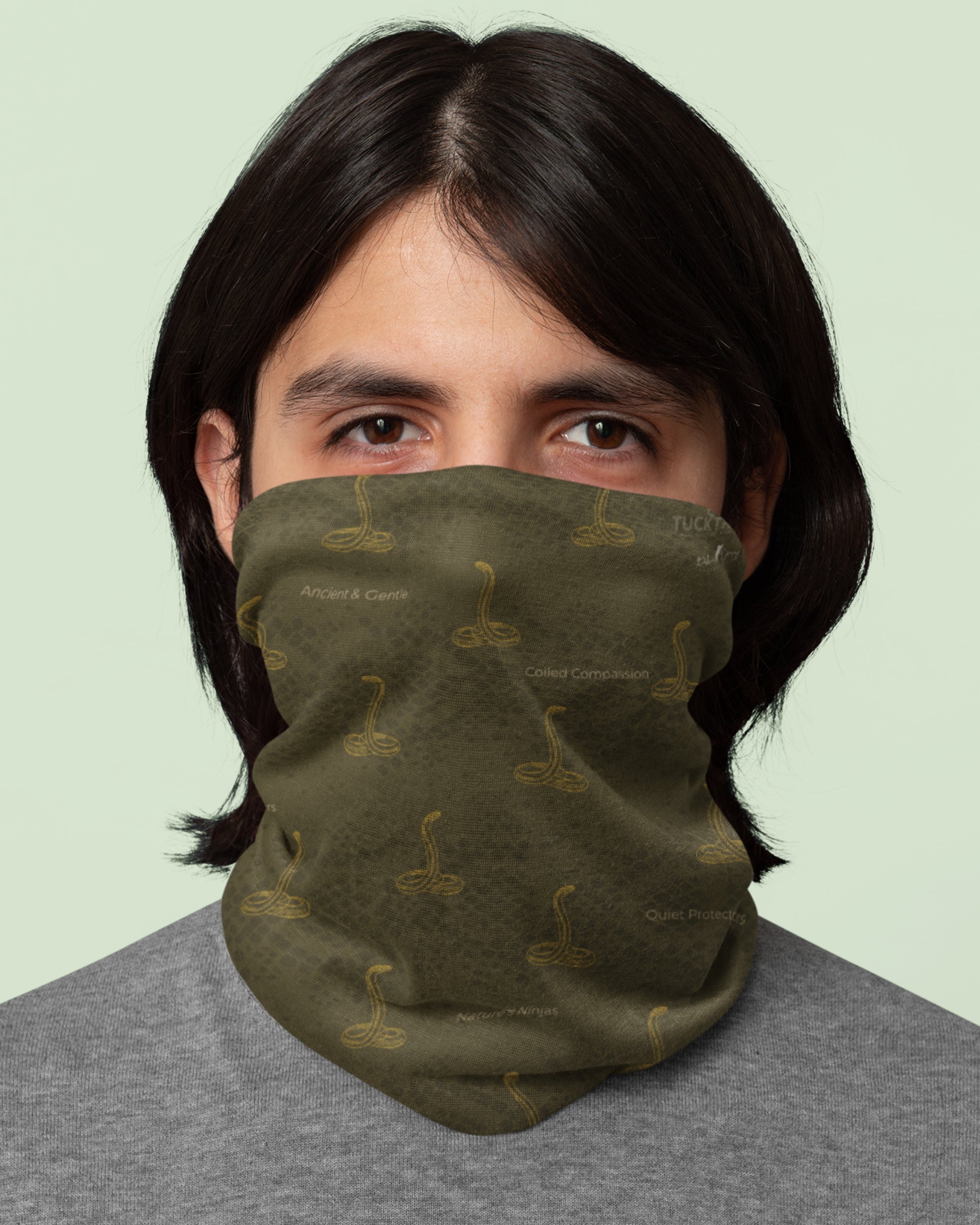 Snake and cobra pattern neck gaiter for hiking, travel and outdoor adventures