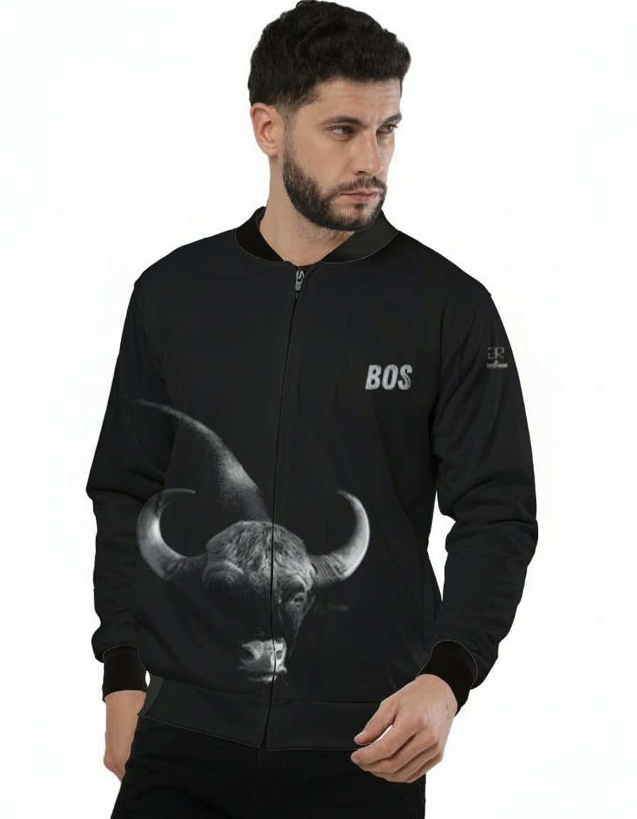 Gaur portrait bomber jacket – Forest Titan edition by Arvind Ramamurthy for Tucktribe.