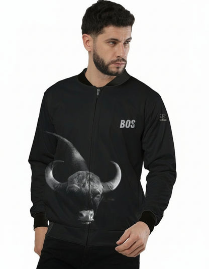 Gaur portrait bomber jacket – Forest Titan edition by Arvind Ramamurthy for Tucktribe.