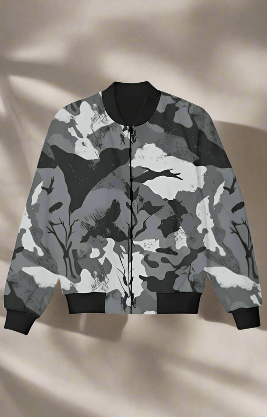 TuckTribeKids Bomber Jacket - Grey Camouflage DesignKids Bomber Jacket