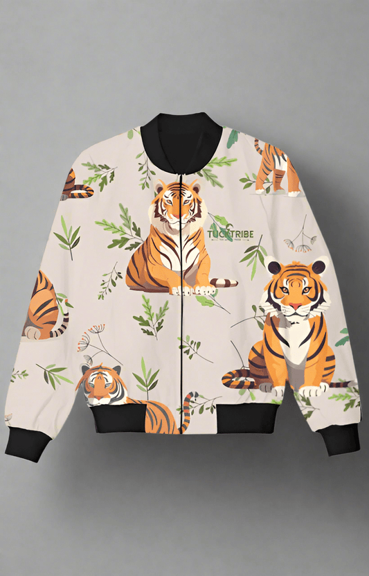 TuckTribeKids Bomber Jacket with Cute Tiger Design – Stylish & Cozy Outerwear for Boys & GirlsKids Bomber Jacket