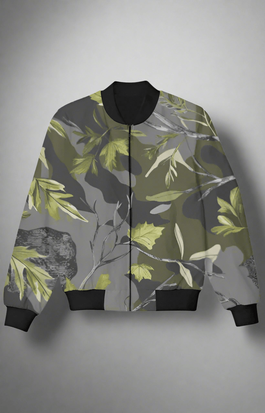 TuckTribeKids Bomber Jacket with Forest Floor Camouflage DesignKids Bomber Jacket