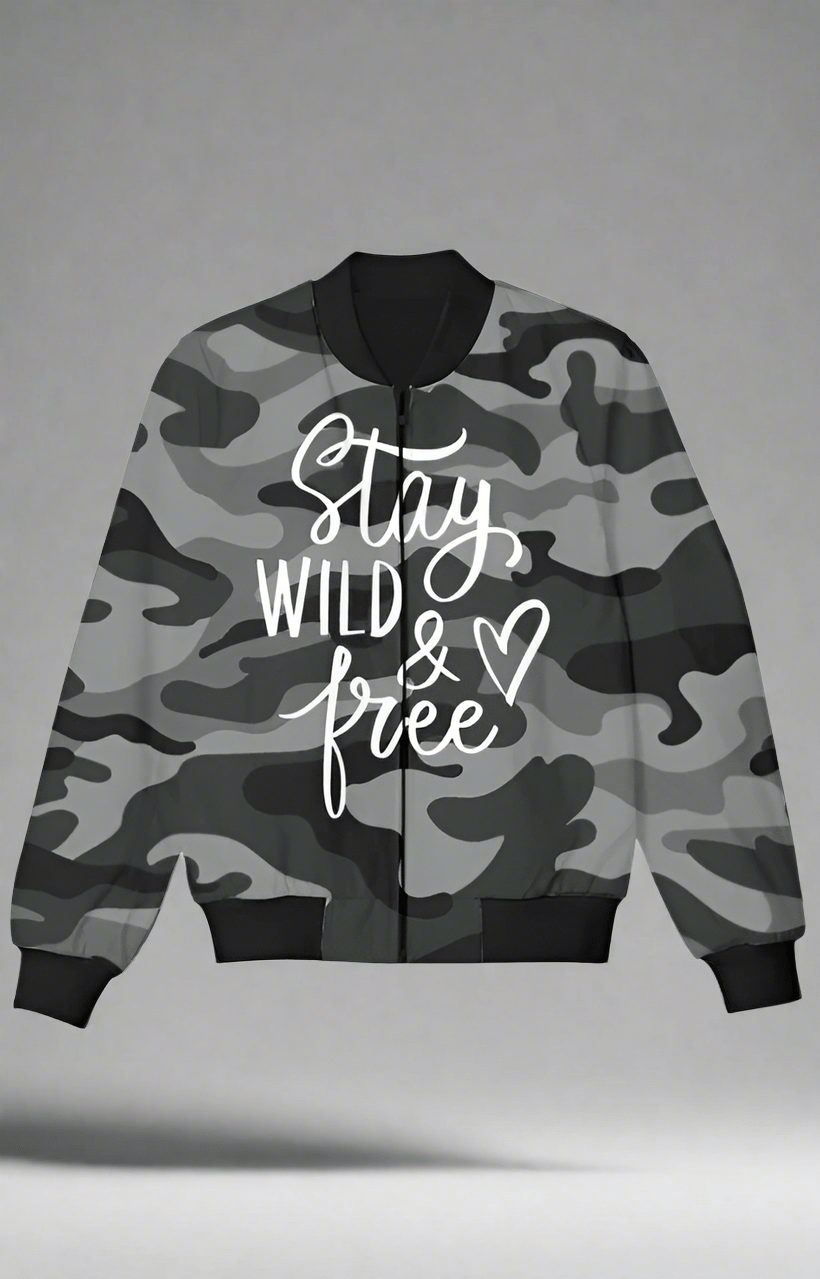 TuckTribeKid's Grey Camouflage Bomber JacketKids Bomber Jacket