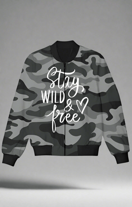 TuckTribeKid's Grey Camouflage Bomber JacketKids Bomber Jacket
