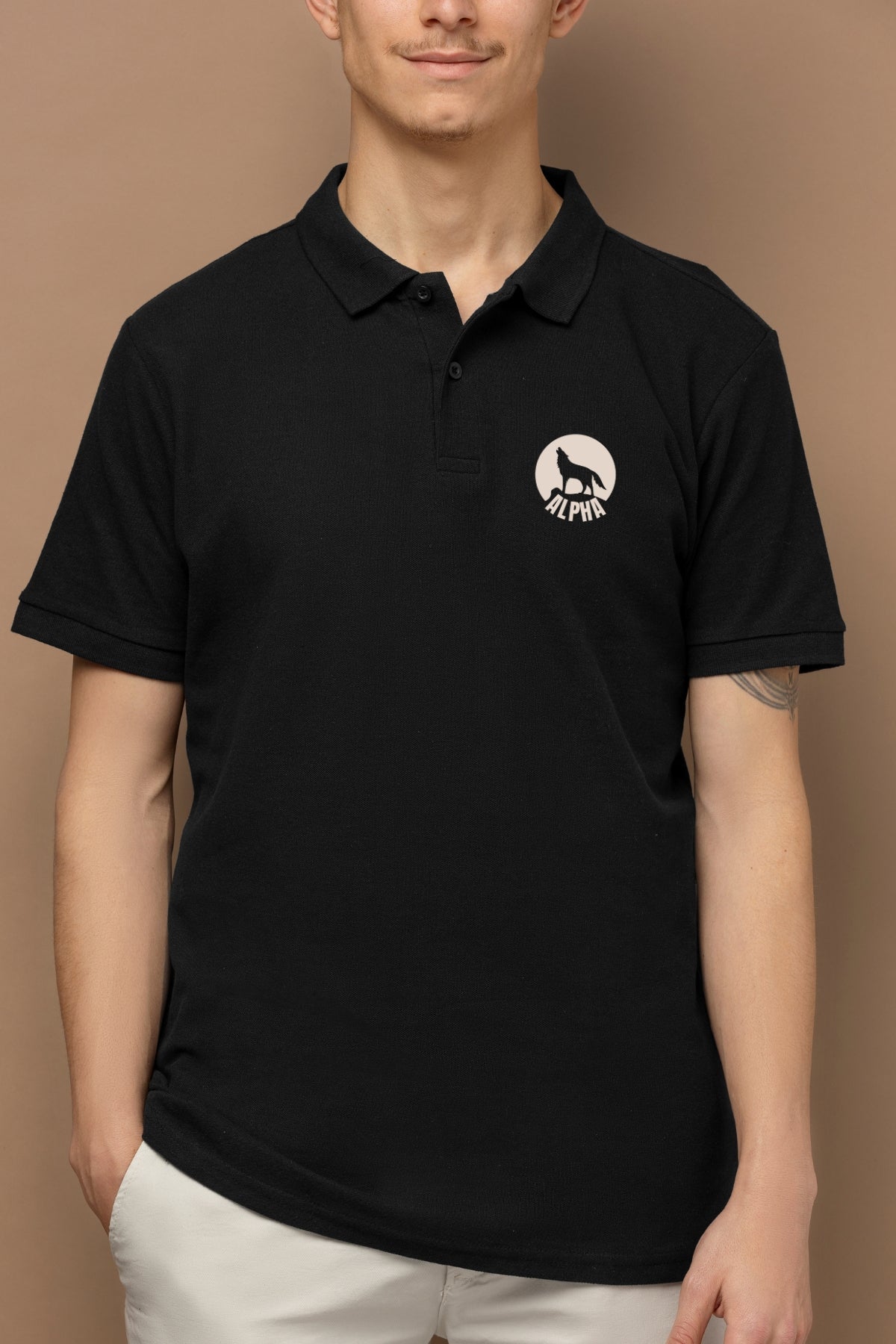 TuckTribeMen's Alpha Wolf Polo ShirtMens Polo T-Shirt