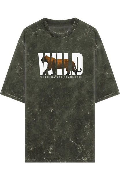 Wild Tiger Acid Washed Oversized T-Shirt