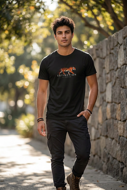 Outdoor worn-fit image with a smaller chest graphic