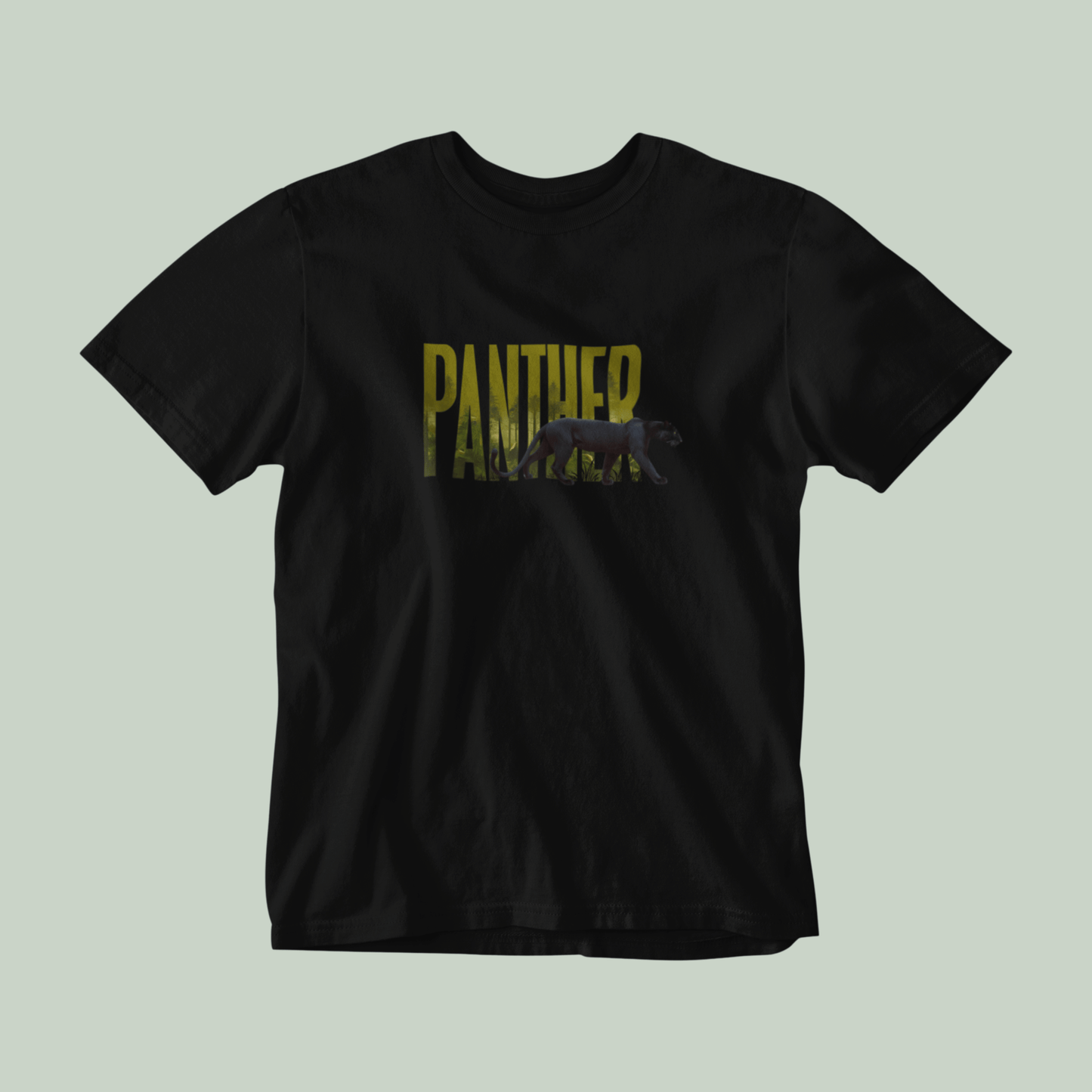 Black Color tshirt with panther design on the front
