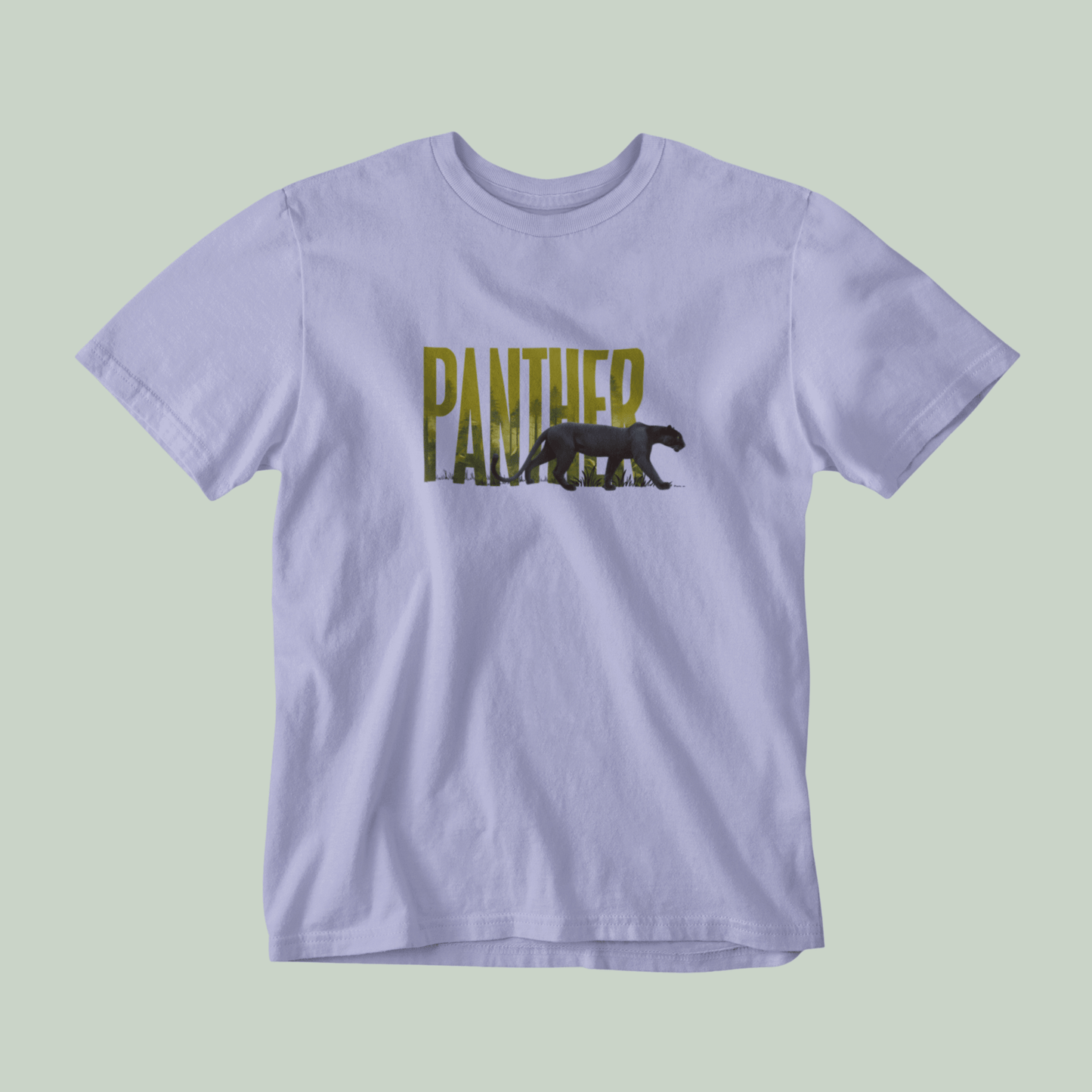 Lavender Color tshirt with panther design on the front