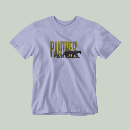 Lavender Color tshirt with panther design on the front