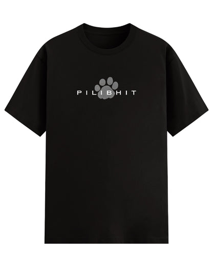 Pilibhit typography with tiger paw print – wildlife front design by Tucktribe