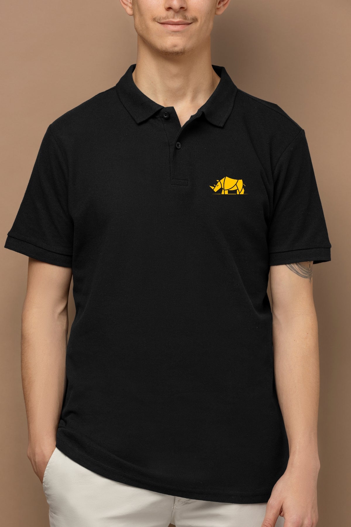 TuckTribePremium Embroidered Rhinoceros PoloMens Polo T-Shirt