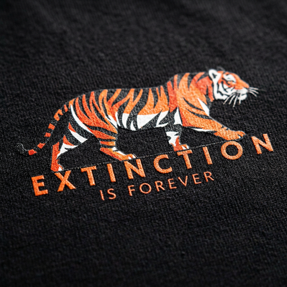Print detail close-up – Extinction is Forever tiger graphic
