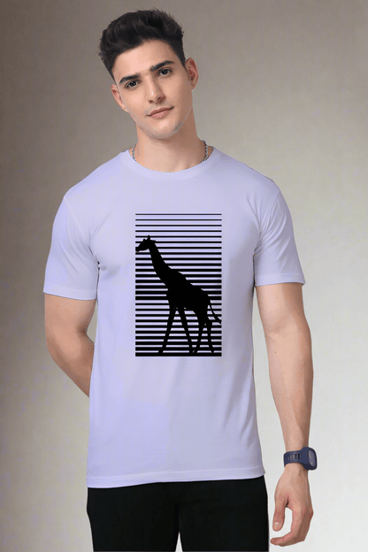 TuckTribeStylish Black & White Giraffe T-Shirt – Artistic Wildlife Print Tee