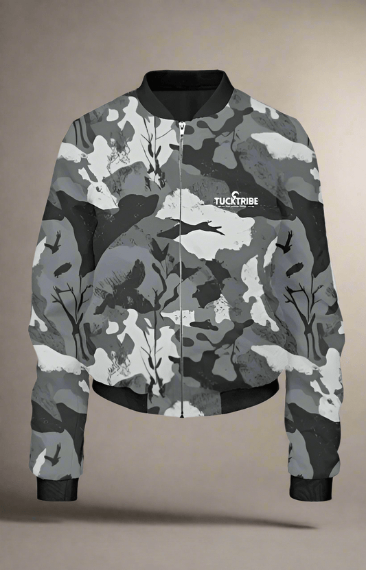 TuckTribeStylish Women's Grey Camouflage Bomber JacketWomen’s Bomber Jacket