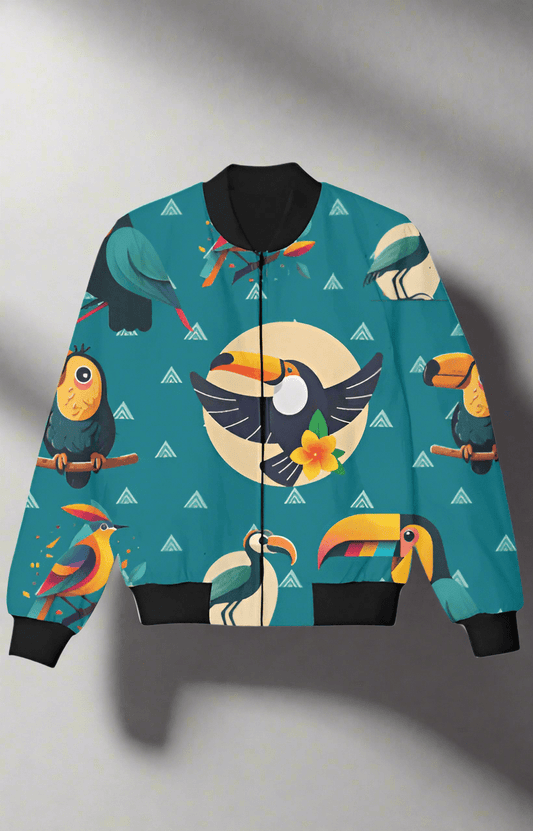 TuckTribeTropical Birds Kids Bomber Jacket – Stylish & Comfortable Outerwear for Boys & GirlsKids Bomber Jacket