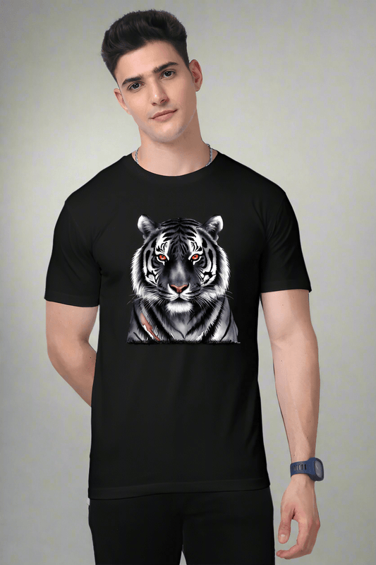 TuckTribeTuckTribe Tiger Gaze T-Shirt - Premium Cotton Tee with Fierce Tiger Print for Bold StylePremium T-Shirt