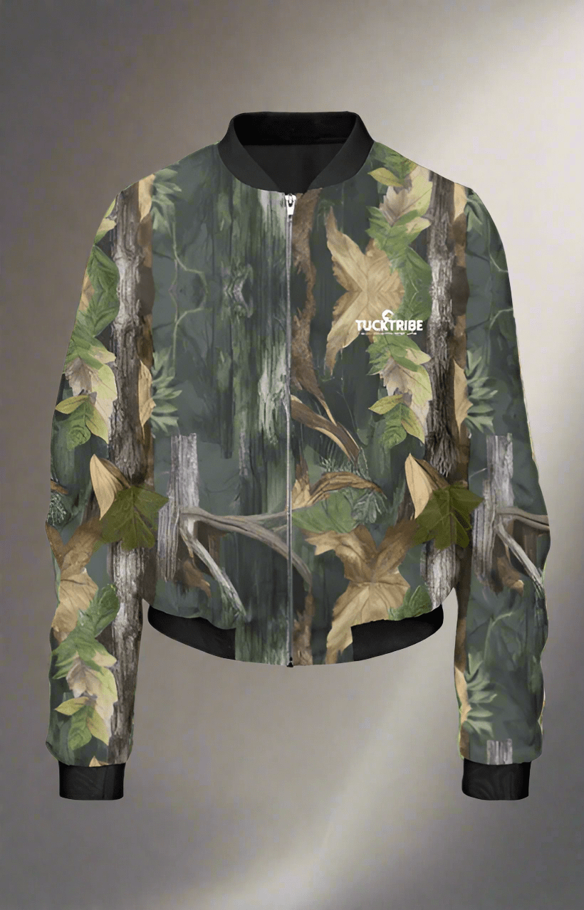 TuckTribeWomen's Dark Forest Camouflage Bomber JacketWomen’s Bomber Jacket